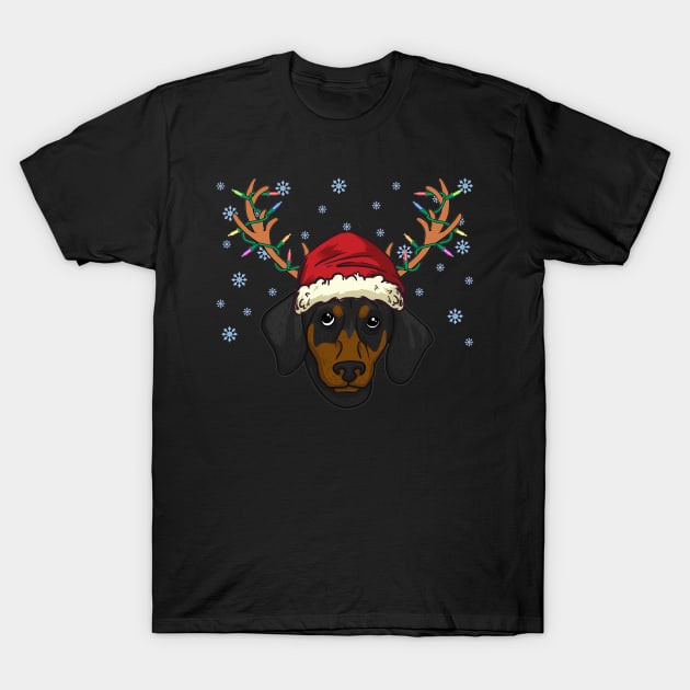 Christmas Dachshund reindeer dog T-Shirt by MGO Design